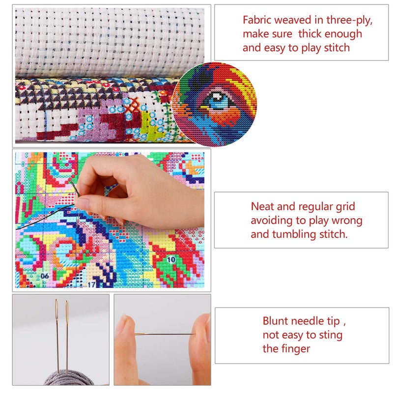 CROSSDECOR Printed Cross Stitch Kits 14CT 20x17 inch Stamped DMC Embroidery Patterns Needlepoint Kits, DIY Embroidery Starter Kitsfor Home Decor (Colorful House by The Water) - Image 4